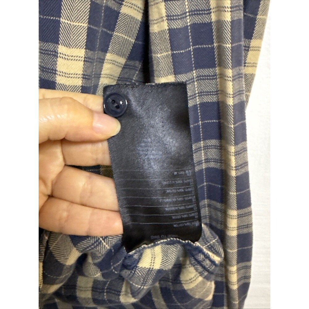 Volcom Cotton Shirt Mens Plaid Modern Fit Button Up Pocket Large Yellow & Blue - Picture 9 of 11